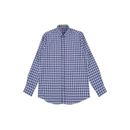Order online long-sleeved checkered shirt, blue and white checkered shirt, designed checkered shirt style, arc-footed shirt bottom R402 Order online long-sleeved checkered shirt, blue and white checkered shirt, designed checkered shirt style, arc-footed shirt bottom R402